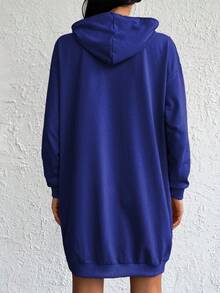 Cottnline Cotton Letter Graphic Pocket Drop Shoulder Drawstring Hoodie Dress Summer Hoodie Dress Oversized Sweatshirt Oversized Hoodie Hoodies Dress