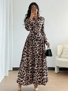 Chiquease Váy ngắn họa tiết da báo thời trang dành cho nữ, đầu thu - Nhiều màu - Xem 6