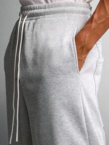 SUMWON Ultra Wide Leg Baggy Sweatpants Fall Winter Cozy Fleece Loungewear Pants Relaxed Fit Elastic Waist Drawstring Streetwear Bottom Plain - Grey - View 7
