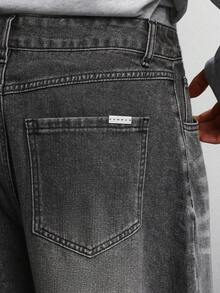 Quần jeans ống rộng cao cấp SUMWON, dáng suông thoải mái, kiểu skater, thích hợp cho mùa thu đông, phong cách đường phố hiện đại, màu trơn. - màu đen - Xem 7