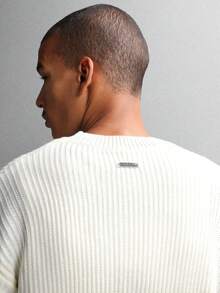 SUMWON Pull col rond texturé ajusté, motif tricot torsadé, pull d'hiver décontracté et douillet, manches longues, poignets côtelés, tricot classique pour l'automne et l'hiver - Blanc - Voir 5