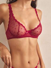 Charlaine Women's Solid Color Lace Sheer Sexy Fashion Lingerie Bra