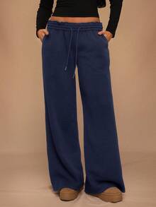 SHEIN Forever 21 Autumn/Winter New Casual Thermal Lined Loose Elastic Waist Wide Leg Sweatpants