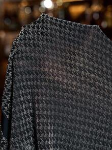 SHEIN Clasi Women's Elegant Round Neck Metal Button Fitted Mini Bodycon Dress, Metallic Houndstooth Pattern Party Dress Shiny Dress Prom Dresses Halloween Costume Women Christmas Party Dress - Multicolor - View 5