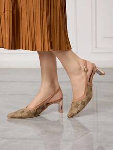 Sleekvia Women's Fashionable Apricot Color High Heel Peep Toe Sandals - Khaki - View 5
