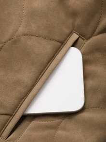 DAZY Women's Diamond Quilted Button Padded Coat Jacket Winter Leather Jacket