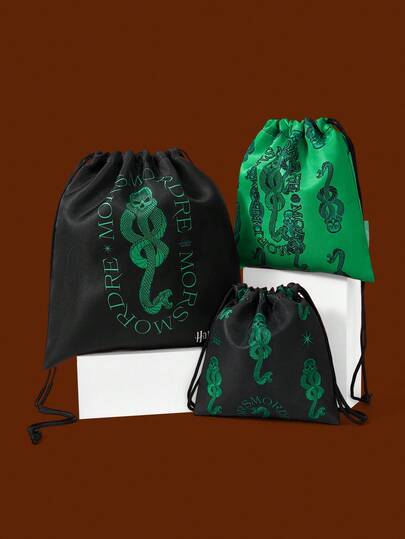 HARRY POTTER X SHEIN 蛇纹时尚行李收纳袋，学院风，轻便，撞色