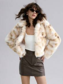 Airlisse Women's Fashion Faux Fur Collar Short Jacket, Winter - Multicolor - View 5