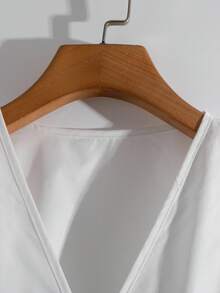 Modelyn 女式二合一 3/4 袖打结腰优雅衬衫 - 黑色 - 查看 3