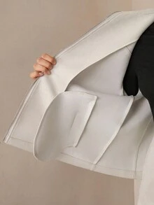 Modelyn Áo khoác ngoài ngắn thời trang cổ điển có khóa kéo bằng da lộn dành cho nữ, màu xám nhạt, mùa thu - Màu Xám nhạt - Xem 8