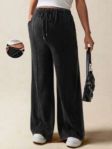 SHEIN 女士纯色休闲孕妇裤 - 黑色 - 查看 1