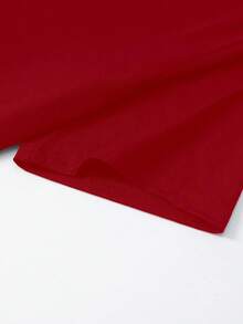 SHEIN Unity 2 件女式宽松不对称领口 T 恤，优雅黑红纯色超大 T 恤 - 彩色 - 查看 4