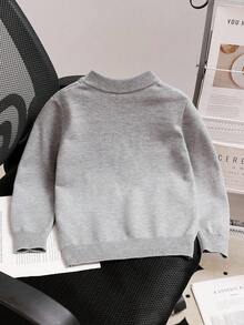 Suéteres cinza outono/inverno para meninas - Doces, flores 3D feitas à mão, soltos, versáteis, para uso diário/viagem - Cinza - Ver 2