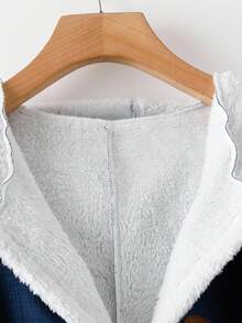 SHEIN LUNE CURVE Chaqueta casual de talla grande para mujer de unicolor, de lino sintético compuesto y peludo, con bolsillo falso y botón de cuerno, para otoño/invierno - Multicolor - Ver 6