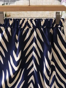 SHEIN PETITE 女士休闲豹纹高腰开衩下摆夏季半身裙 - 彩色 - 查看 4