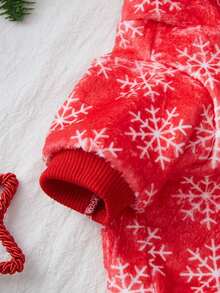 PETSIN 1 pieza Sudadera con capucha de felpa con estampado de copos de nieve rojo navideño para gatos y perros - Multicolor - Ver 8