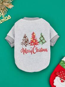 PETSIN 1pc Pet Christmas Tree Fleece Sweatshirt - Grey - View 7
