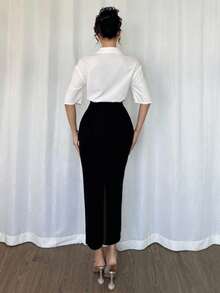 Modelyn Women's Studded Slim-Fit Elegant Pencil Skirt, Fashion Bodycon Hem For Spring/Summer