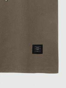 EGENSIO Áo thun nam cổ tròn tay ngắn đơn giản, tối giản, màu trơn - màu đen - Xem 5