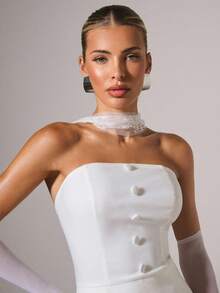 COSMINA Women's Fashionable Elegant Lace Patchwork Dress - White - View 4