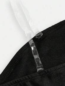 SHEIN 少女时尚针织紧身褶饰腰部优雅派对迷你连衣裙 - 黑色 - 查看 6