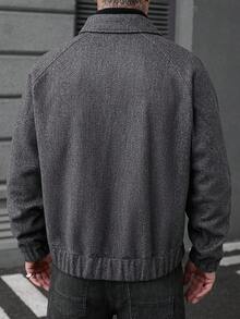 Manfinity Homme 男士休闲百搭通勤夹克，秋冬 - 灰色 - 查看 2