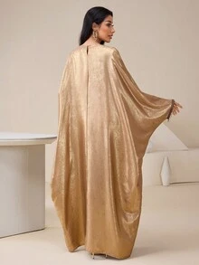 Veilorie 女士优雅节日派对阿拉伯长袍 - 金色 - 查看 3