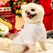 PETSIN 1pc Pet Christmas Xmas Letter Graphic White Sweatshirt, Christmas Gift - White - View 5