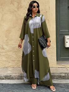 EMERY ROSE Bộ 2 món áo dài tay thường ngày cỡ lớn và quần ống rộng - Nhiều màu - Xem 3