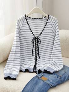 GlowEve Cárdigan largo y elegante casual para mujer - Celeste - Ver 2