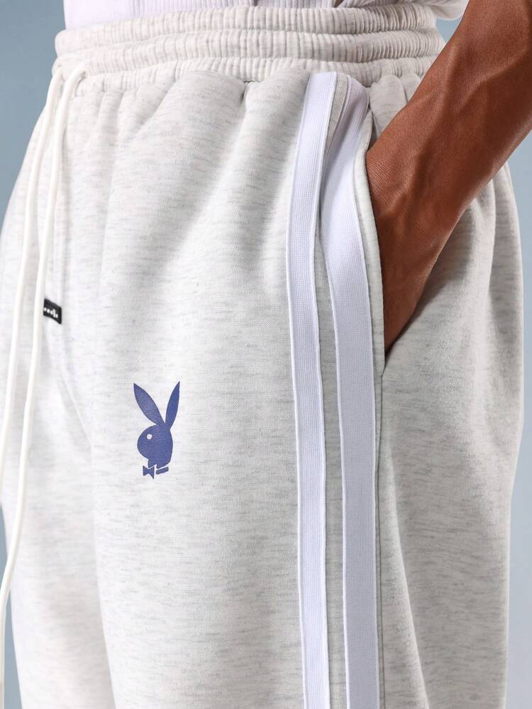 PLAYBOY X SUMWON Wide Leg Sweatpants With Contrast Side Stripes And Logo