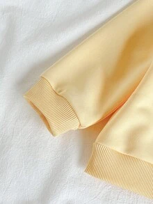 SHEIN Vintaside Kids 婴儿/幼儿女孩 0-3 岁休闲水果梨印花圆领长袖运动衫 + 罗纹打底裤 2 件套服装，春夏 - 黃色 - 查看 5