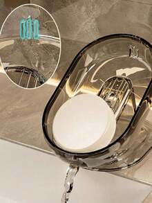 1pc Premium Dual-Layer Bathroom Soap Dish Holder, Wall-Mounted Soap Dish Rack, Stainless Steel Soap Saver Storage, No Drill Required Back To School Bathroom Accessories - Multicolor - View 2