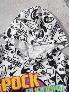 STAR TREK X SHEIN 男士图案连帽套头衫，秋季 - 白色 - 查看 3