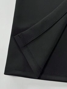 Franclia Women's New Fashion Gold Button Decor A-Line Skirt With Belt - Black - View 6