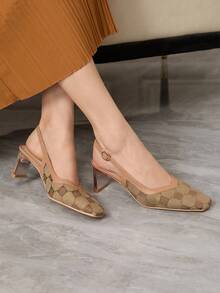 Sleekvia Women's Fashionable Apricot Color High Heel Peep Toe Sandals - Khaki - View 4