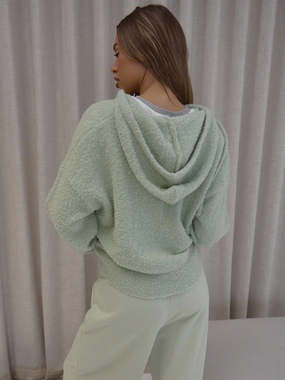Cardigan com Capuz de Malha Felpuda com Cordão, Elegante, Fofo, Sexy, Streetwear, Noite, Festa de Inverno, Elegante, Suéter de Primavera
