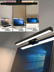 1 黑色 19.68 英寸/12.99 英寸电脑显示器灯带，屏幕夹灯，适用于工作区域的 LED 屏幕灯带，调光定时显示灯，适用于办公桌/办公室/家庭/游戏触控显示灯，卧室收藏用于护眼屏幕夹灯 - USB - 查看 3