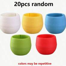 SHEIN 5/10/20 piezas Macetas mini para suculentas y plantas pequeñas, macetas intercambiables DIY con agujero de drenaje y depósito de agua, decoración de escritorio linda