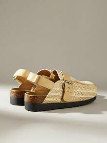 Solecia Zapatos planos cómodos con puntera de felpa y suela gruesa para mujer - Albaricoque - Ver 4