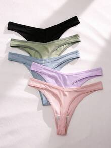 PetitDoll Paquete de 5 bragas tipo tanga con estampado de dibujos animados lindos de mujer, tejido jacquard - Multicolor - Ver 2