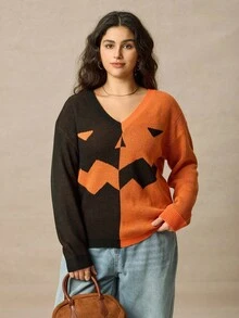 SHEIN Halloween Plus Size Sweaters - Multicolor - View 3