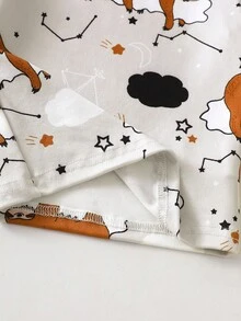 2pcs Infant/Toddler Boys' Khaki Cartoon Sloth Print Long Sleeve Bodysuit & Pants Pajama Set - Khaki - View 6