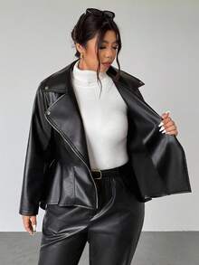 Firerie Manteau ajusté à manches longues noir avec volant à la taille, boucle métallique et fermeture éclair décorative. Convient pour la Saint-Valentin, les concerts, les représentations, les rendez-vous, les dîners de gala, les déplacements, la rentrée, les vacances, le bureau, le style sirène/Y2K - Noir - Voir 10