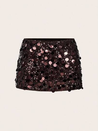 SHEIN ICON Black Bodycon High Waist Super Short Women's Mini Skirt,Brown Skirt