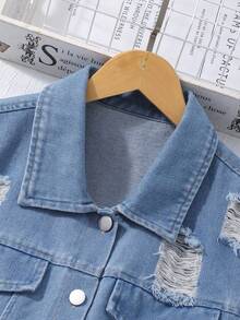 Sparklyn 2pcs/Set Teenage Girls Black Knit Camisole Dress With Denim Vest, Commuter Casual Outfit - Pink - View 4