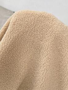 SHEIN Autumn And Winter Outdoor Casual Loose Hooded Warm Fleece Long Sleeve Maternity Sweatshirt - Khaki - View 8