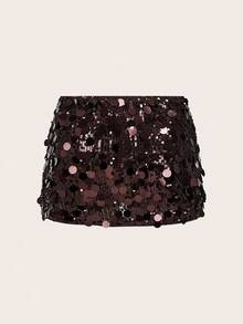 SHEIN ICON Black Bodycon High Waist Super Short Women's Mini Skirt,Brown Skirt