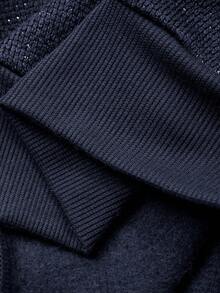 DAZY 女式宽松 Polo 领亮面面料长袖运动衫 - 藏蓝色 - 查看 7