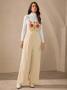 Wildy 美式乡村西式休闲绣花工装裤秋冬新款街头时尚牛仔连衣裙女装女西部连衣裙碎花贴花连衣裙复古女装 - 白色 - 查看 2